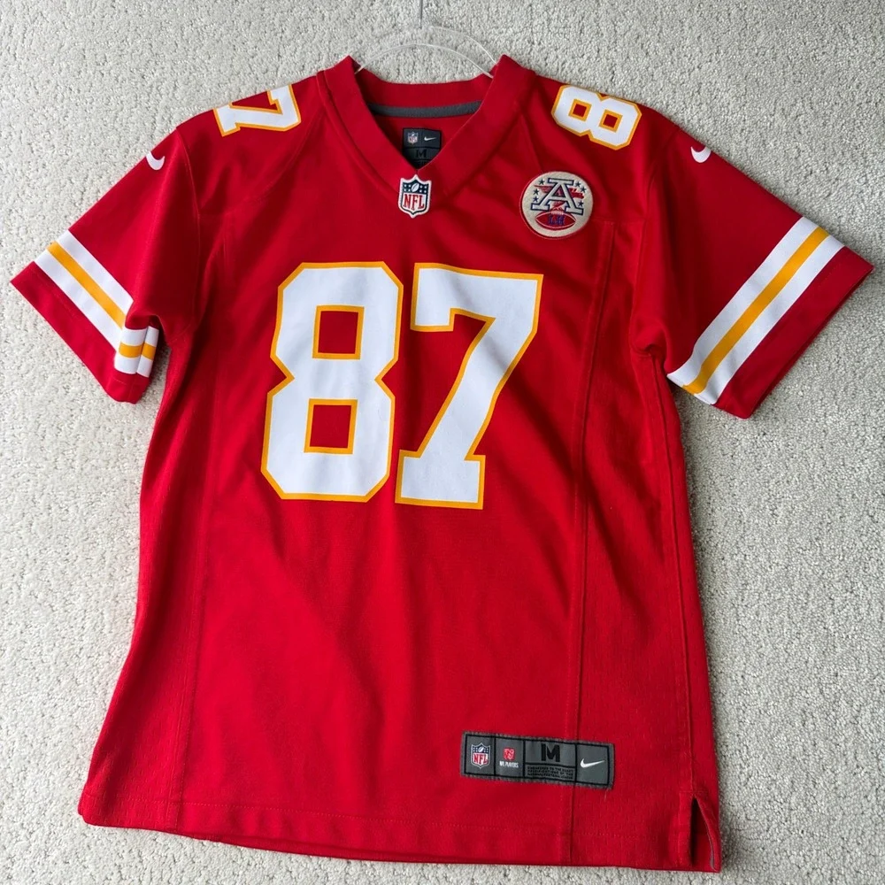 Nike Kansas City Chiefs Jersey Kids M 10/12 Red Travis Kelce 87 NFL On Field
